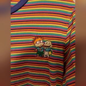 Nickelodeon Rainbow Stripe Chuckie & Tommy Short Sleeve Tee